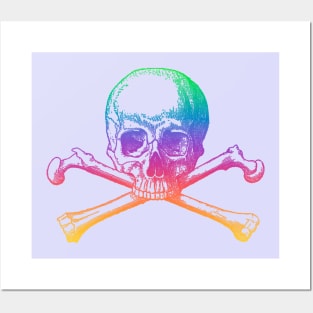 Rainbow skull and crossbones Posters and Art